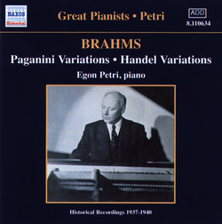 Brahms: Paganini and Handel Variations (Petri) (1937-1940)