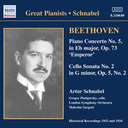 BEETHOVEN: Piano Concerto No. 5 / Cello Sonata No. 2 (Schnabel) (1932)